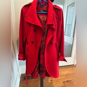 Guess Red Front Tie Coat